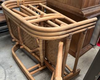 vintage rattan lounger with footstool