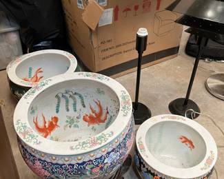 many vintage fishbowl planters