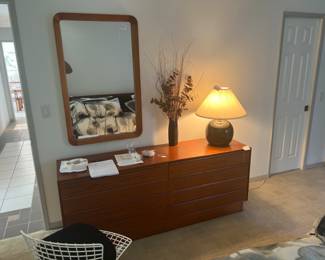 This is the dresser & mirror in the master bedroom, the entire bedroom set is authentic MCM all teak and fabulous! (includes 2 bedside tables too)