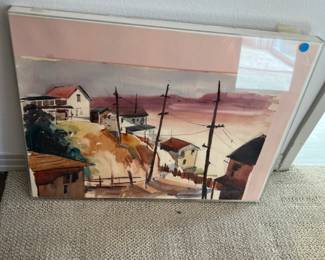 WATERCOLORS, THREE IN PLEXI FRAMES... NICE EUROPEAN TOWNSHIPS, NETHERLANDS MAYBE?