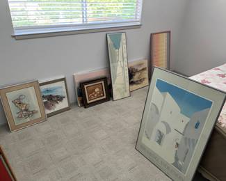 Several framed art pieces, many signed & numbered. 1960's, 70's, 80's & 90's... (not all pictured here.)