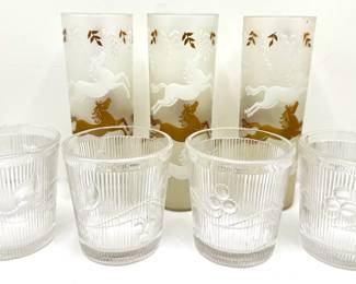 3 Vintage Libbey Cavalcade Frosted Tumbler Glasses With Horses & Set 4 Museum Of Modern Art Glasses
Lot #: 69