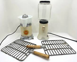 Vintage Kitchen Aid Coffee Grinder, Sunkist Juicer & 2 Grilling Racks
Lot #: 130