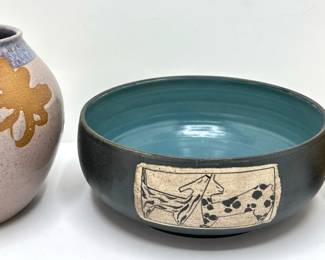 Artisan Ceramic Vase & Bowl & Greek Style Vase