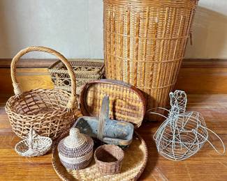 9 Vintage Baskets Including Wire Duck
Lot #: 157