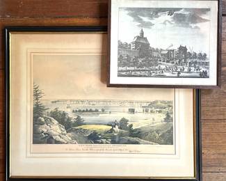 2 Antique Etchings: 1820 Hand Colored View Of New York & 1693 Copperplate Engraving Of Dutch Port
Lot #: 88
