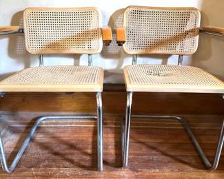 2 Vintage Marcel Breuer Cesca For Knoll Caned Chairs With Arm Rests
Lot #: 6