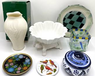 Turtle Bowl, New In Box Belleek Vase, Hand Made Ceramic Bowl & More (7 Pieces)
Lot #: 72