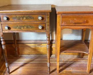 L Hitchcock Vintage Side Table With Stenciled Flowers & Other Vintage Night Table
Lot #: 81