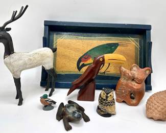 Kakadu Japanese Hand Painted Wood Tray With Bird & 7 Animal Figurines
Lot #: 165