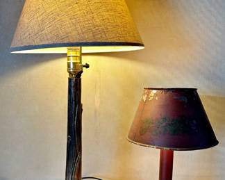 Vintage Bronzed Metal Tree Trunk Table Lamp & Small Hand Painted Tole Lamp
Lot #: 31