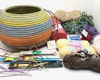 Yarn, Knitting Needles & Coil Knitting Basket
Lot #: 188