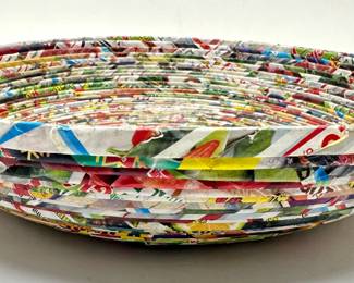 Vintage 1970s Hand Made Rolled Paper Centerpiece Bowl Made From Recycled Magazines
Lot #: 54