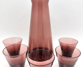 Vintage Toscany Neapolitan Amethyst Glass Decanter Set With 5 Cups, Italy
Lot #: 43