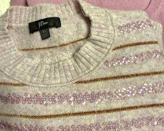 J. Crew Sequin & Metallic Stripe Sweater – Size XL, Everlane Pink Cashmere Sweater – Size XL