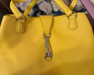 Talbots Lemon Yellow Pebbled Leather Purse
