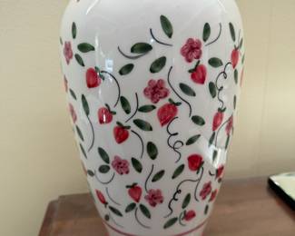 Green Row Hand Painted Floral Design Ceramic Vase – Made in Portugal