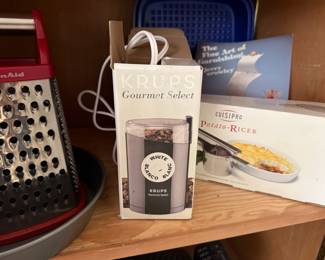 Kitchen Aid Grater/Zester, Krups Gourmet Select Electric Coffee Grinder, Cuisipro Potato Ricer