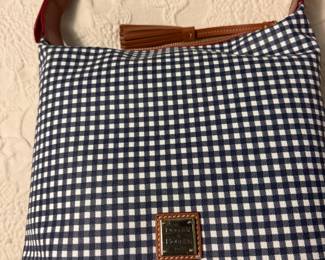 Dooney & Bourke Gingham Blue/White Checkered Hand Bag