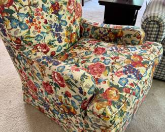 Colorful Floral Upholstered Armchair