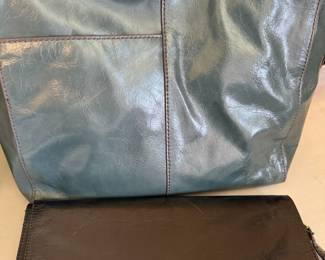 HOBO Blue Glossy Leather Render Shoulder Bag