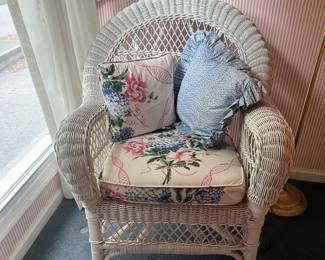 R105 - $80 - Wicker Chair (only used indoors). Great condition. No holes. Sturdy and clean wicker.