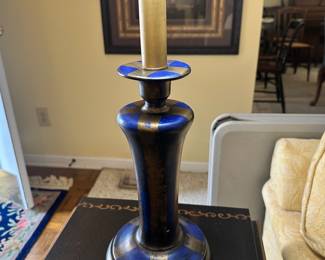R32 - $45 - Cobalt Blue Table Lamp. Shade in like new condition. 30.5"T