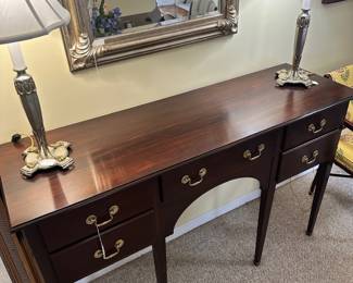 R97 - $250 - Sideboard Table in Good condition. One small scratch on the front left corner, please see additional photos. Measures 59W x 19D x 39T