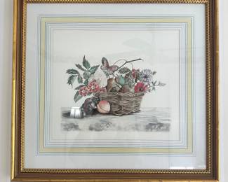 R16 - $35 - Fruit Basket Framed Artwork. 24.5" x 23"