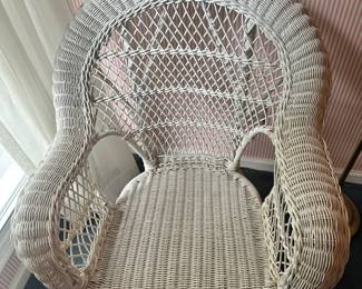 R105 - $80 - Wicker Chair (only used indoors). Great condition. No holes. Sturdy and clean wicker.