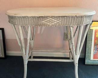 R106 - $75 - Wicker Buffet - Okay condition. Chips in paint. Wicker is in tact though. Please examine photo closely.
