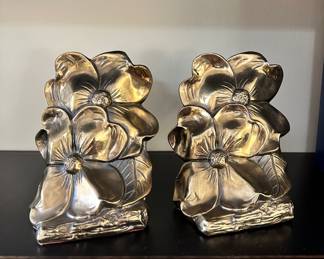 R132 - $45 - Magnolia Brass Book Ends 8"T