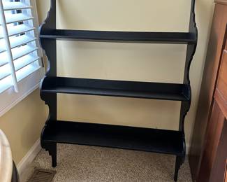 R59 - $50 - 3 Tier Black Shelving Unit. Measures 30.5W x 9D x 42.5T
