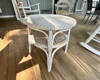 R34 - $50 - White Wicker Side Table