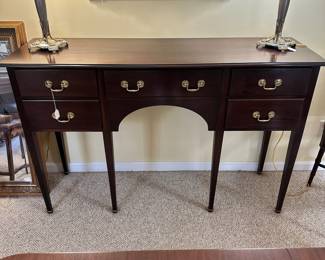 R97 - $250 - Sideboard Table in Good condition. One small scratch on the front left corner, please see additional photos. Measures 59W x 19D x 39T