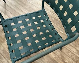R36 - $75 - Patio Set with Glass Top Table and 4 Chairs. Surface rust.