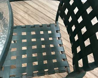 R36 - $75 - Patio Set with Glass Top Table and 4 Chairs. Surface rust. 
