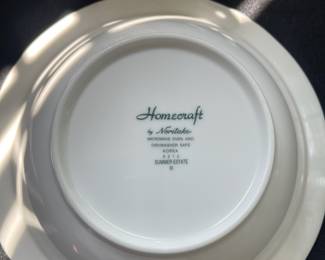 R3 - $295 - Homecraft by Noritake, "Summer Estate" Set. No chips or cracks. This includes: 10 Bowls, 10 Dinner Plates, 10 Salad Plates, 10 cups/saucers, Tea Pitcher, Sugar& Creamer, Salt & Pepper, Large Platter, Veggie Bowl, and Serving Bowl.