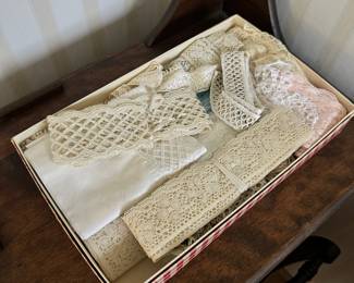 R109 - $30 - Box of antique handmade lace