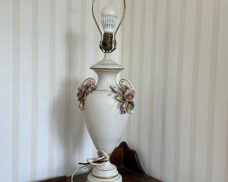 R60 - $125 - Italian Belle Lamp de Fleurs (2 Available) No Shades.