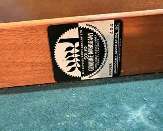 R31 - $125 PAIR - Mahogany Side Tables. Some small Knicks across the top. See all photos. Measure 15W x 23D x 26T (not extended) 36W when extended