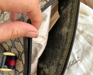 R87 - $300- Vintage GG Supreme Top Handle Bag. See photos for acknowledged stain / wear. Easy to clean.