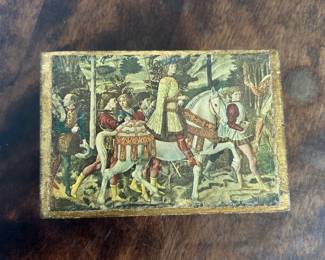 R114 - $15 - Wooden Trinket Box by Golden Crown E&R Italy