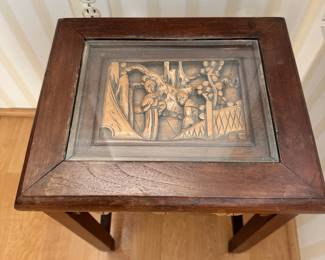R26 - $75 - Chinese Hand Carved Nesting Table (We only have 1) - Measures 11W x 12.5D x 17T