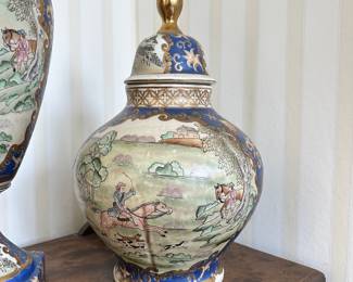 R55 - $125 - Vintage Ginger Jar, Hand-painted, Chinese Porcelain