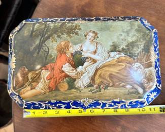 R65 - $95 - French Sevres Style Painted Porcelain and Gilt Brass Box