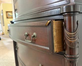 R85 - $125 - Genuine Mahogany. Does show a few signs of it's age. All drawers pull. See all photos. 36W x 20W x 50T