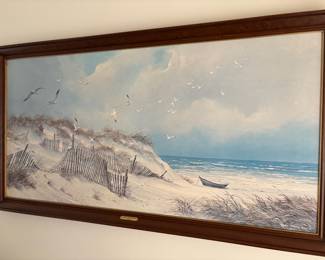 Framed Oil Painting Print on Canvas "Along the Beach" by Dana Gibson Noble