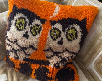 Owl Latch Hook Throw Pillow
