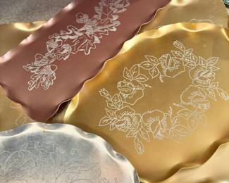 Floral Etched Aluminum Platters